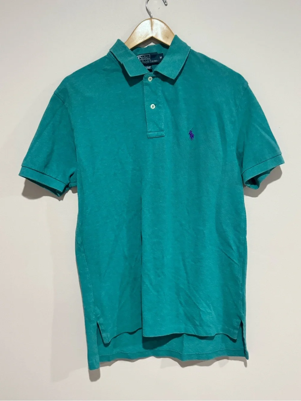 Vintage Polo Ralph Lauren Polo Shirt Med Mens 90s Green Teal Preppy Pony